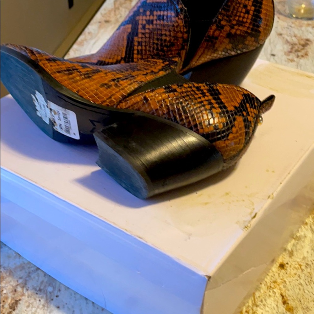 Marc Fisher booties brown snakeskin